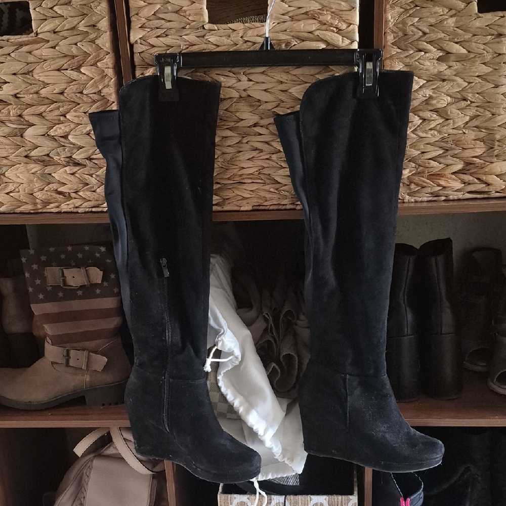 Love Black Vegan Suede Slouchy  Boots